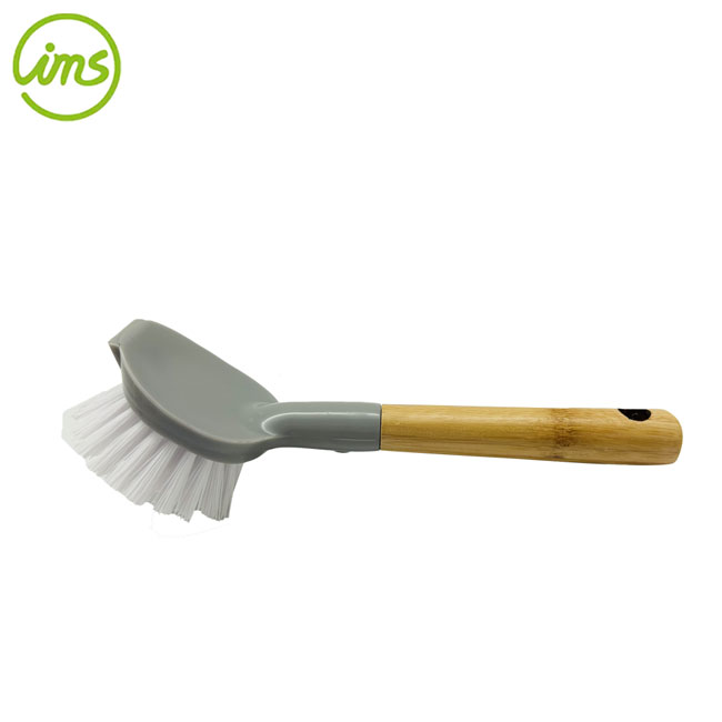 brosse à vaisselle manche en bambou - gris